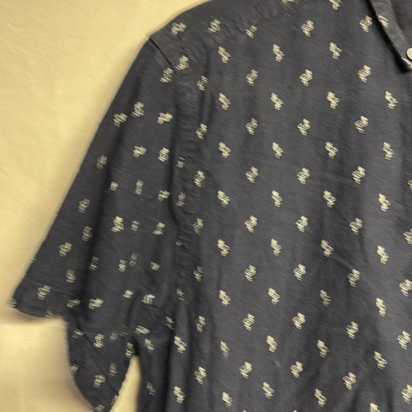 International Men’s Report Navy Linen Cotton Blend Button Front S/S Shirt Large - Picture 4 of 7